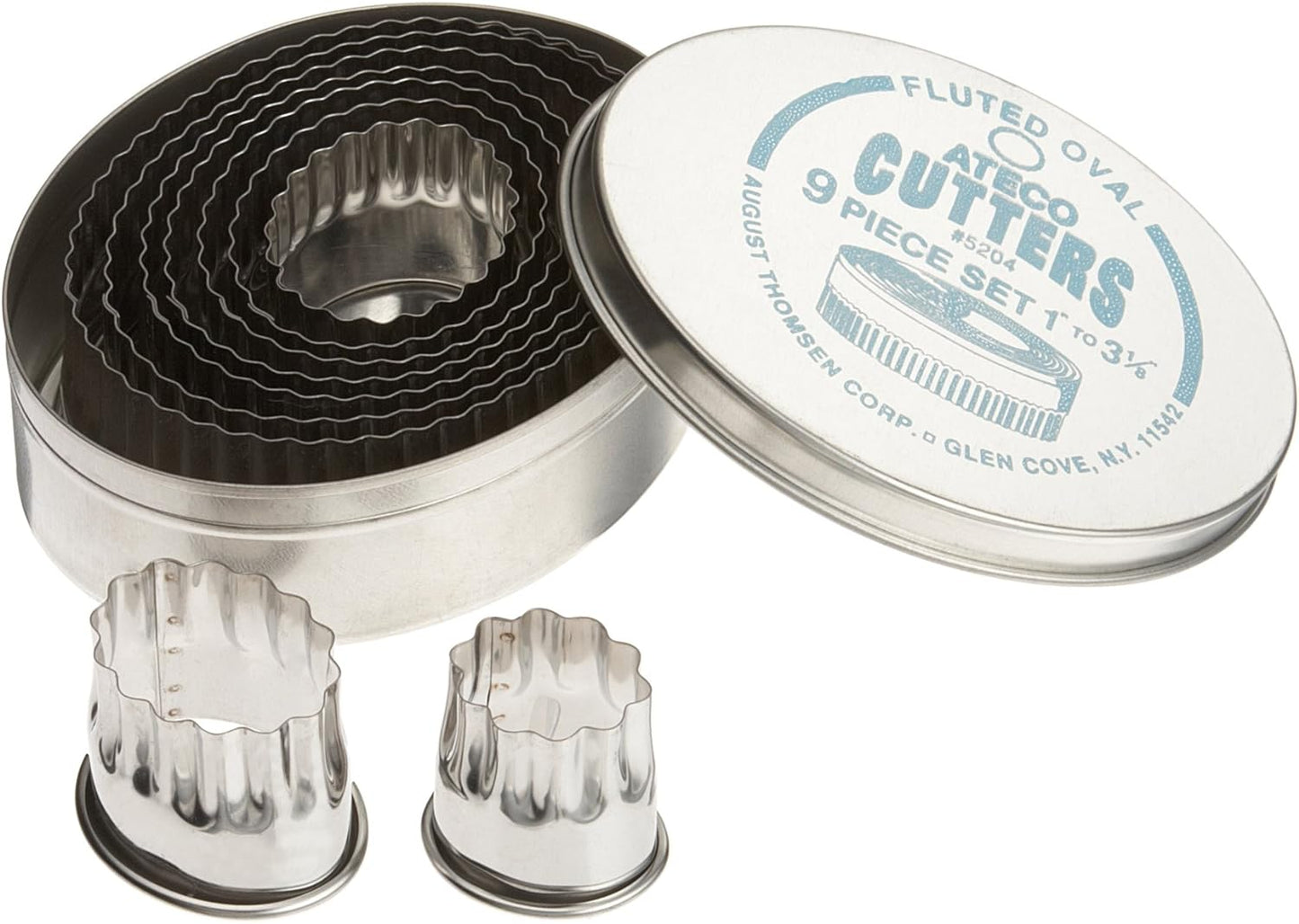 Fluted Oval Cutters, Ateco 9 piece set