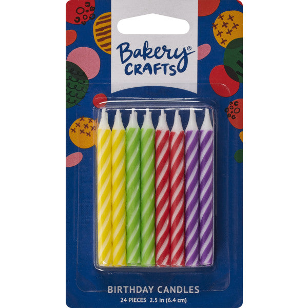Spiral Colors with White Stripes Candles, (24 pieces)