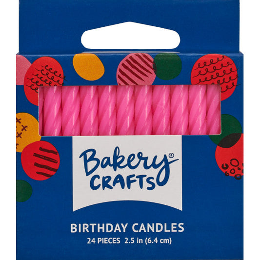 Pink Spiral Candles, (24 pieces)
