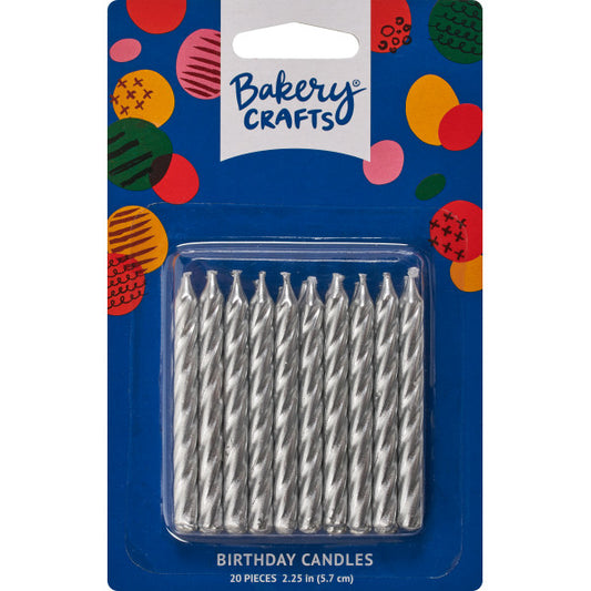 Silver Spiral Candles, (20 pieces)