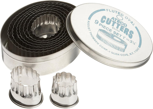 Fluted Oval Cutters, Ateco 9 piece set