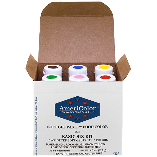 Gel Paste Basic Food Coloring Kit (qty 6 ~ .65oz each)
