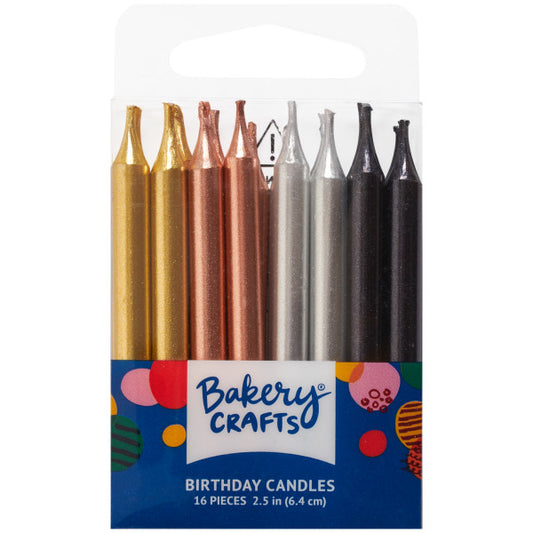 Metallic Smooth Candles, (16 pieces)
