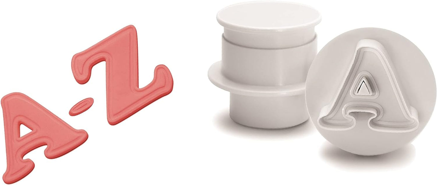 Alphabet 26-Piece Letters Fondant and Dough Plunger Cutter and Embosser Set